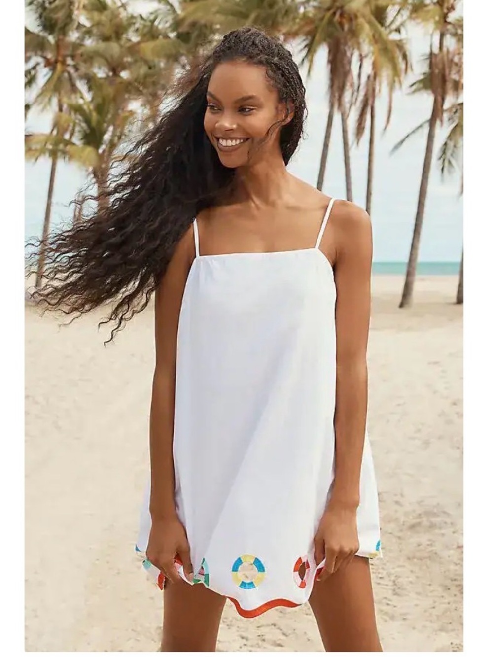 Anthropology White Embroidered Swim Cover-Up Dress